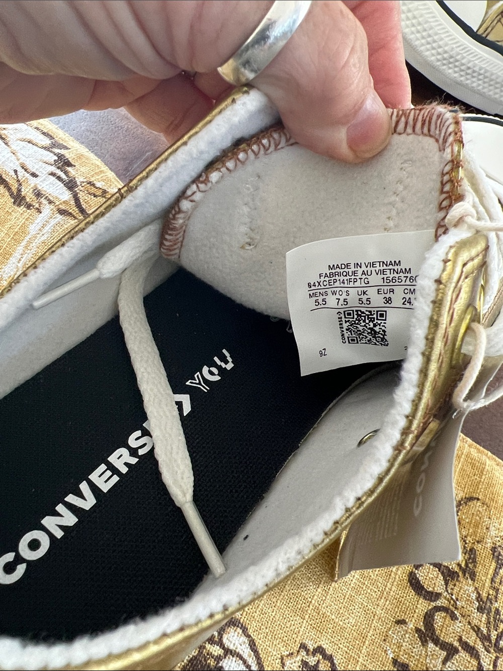Converse Low-Top Sneakers in Metallic Gold and White - Picture 4 of 6